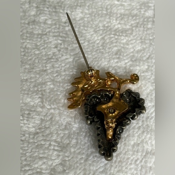 FAF Gold Plated & Pewter Grape Cluster Brooch Unisex - Picture 6 of 9